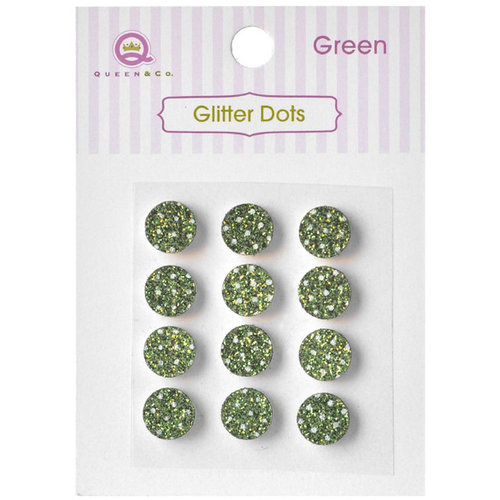 Queen and Company - Bling - Self Adhesive Rhinestones - Glitter Dots - Green