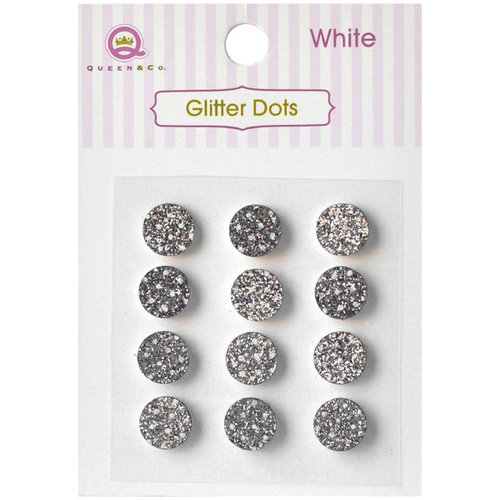 Queen and Company - Bling - Self Adhesive Rhinestones - Glitter Dots - White