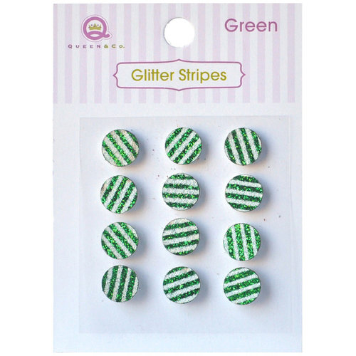 Queen and Company - Bling - Self Adhesive Rhinestones - Glitter Stripes - Green