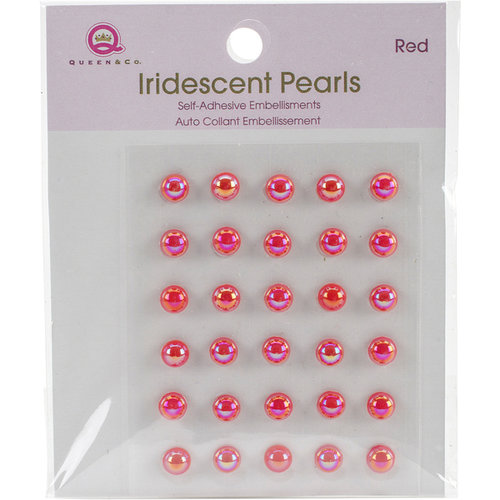 Queen and Company - Bling - Self Adhesive Iridescent Pearls - Red