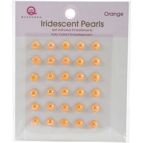 Queen and Company - Bling - Self Adhesive Iridescent Pearls - Orange