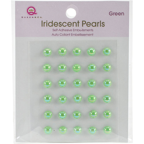 Queen and Company - Bling - Self Adhesive Iridescent Pearls - Green