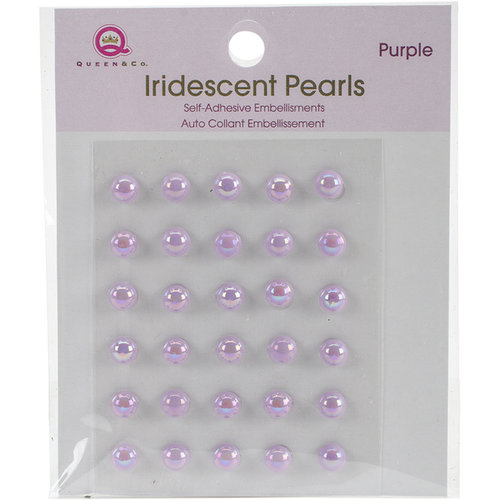 Queen and Company - Bling - Self Adhesive Iridescent Pearls - Purple