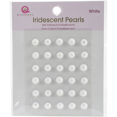 Queen and Company - Bling - Self Adhesive Iridescent Pearls - White