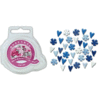 Queen and Company - Mini Heart and Flower Brads - 44 pieces - Be Blue, CLEARANCE