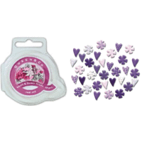 Queen and Company - Mini Heart and Flower Brads - 44 pieces - Pure Purple, CLEARANCE