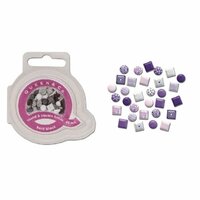 Queen and Company - Mini Square and Round Brads - 44 pieces - Pure Purple, CLEARANCE