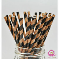 Queen and Company - Stylish Stix - Paper Straws - Black and Tan Stripes