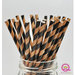 Queen and Company - Stylish Stix - Paper Straws - Black and Tan Stripes