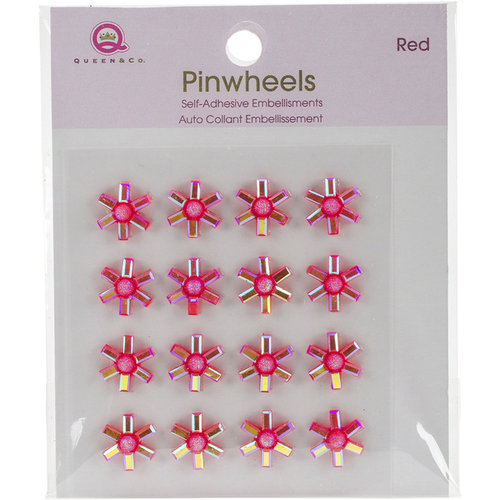 Queen and Company - Bling - Self Adhesive Pinwheels - Red