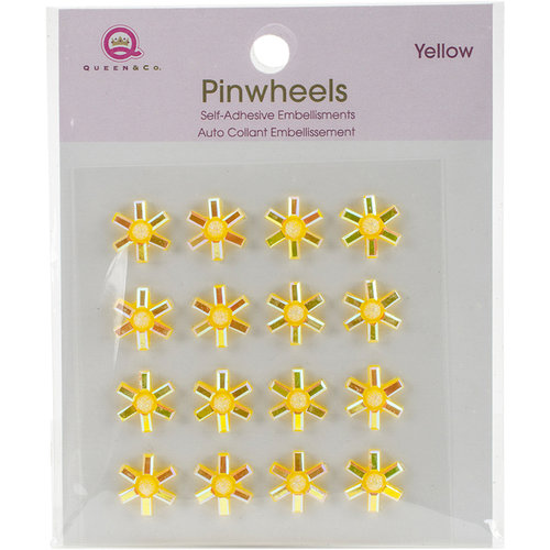 Queen and Company - Bling - Self Adhesive Pinwheels - Yellow