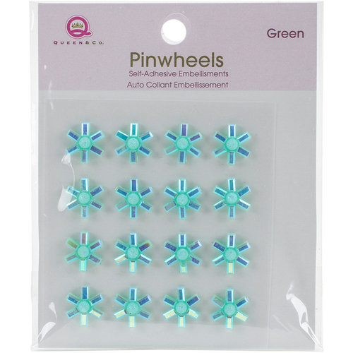 Queen and Company - Bling - Self Adhesive Pinwheels - Green