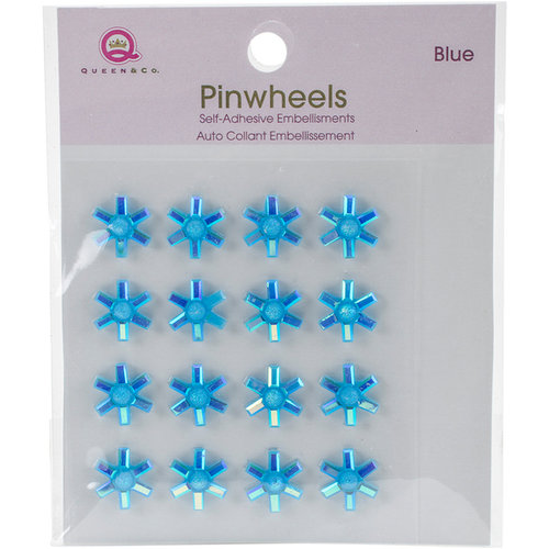 Queen and Company - Bling - Self Adhesive Pinwheels - Blue