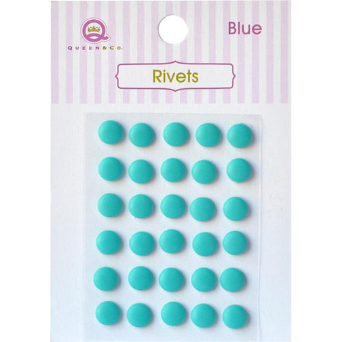 Queen and Company - Bling - Self Adhesive Rhinestones - Rivets - Blue