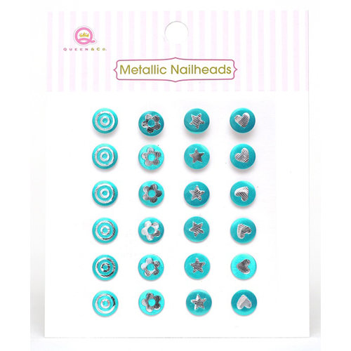 Queen and Company - Metallic Nailheads - Blue