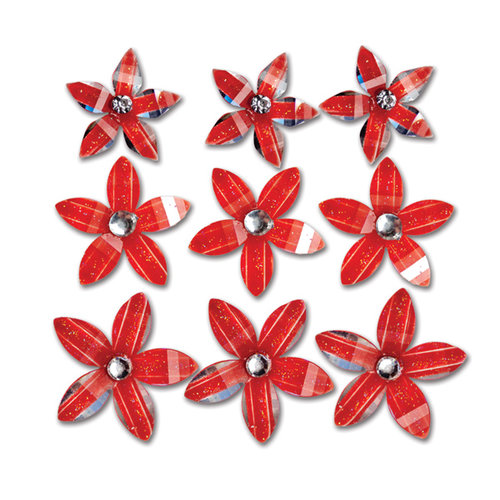 Queen and Company - Self Adhesive Twinkle Blooms - Red