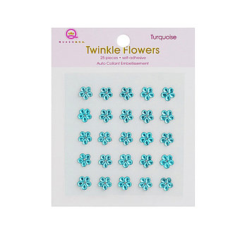 Queen and Company - Candy Shoppe Collection - Self Adhesive Twinkle Flowers - Turquoise
