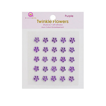 Queen and Company - Candy Shoppe Collection - Self Adhesive Twinkle Flowers - Purple