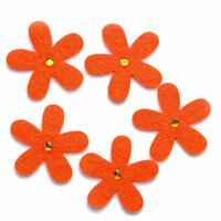 Queen and Company - Jeweled Felt Flowers - Orange, CLEARANCE
