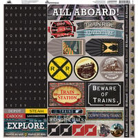 Reminisce - All Aboard Collection - 12 x 12 Cardstock Stickers - Alpha