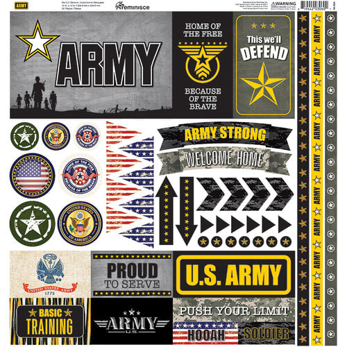 Reminisce - Army Collection - 12 x 12 Cardstock Stickers - Elements