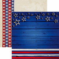 Reminisce - American Vintage 2 Collection - 12 x 12 Double Sided Paper - Stars and Stripes