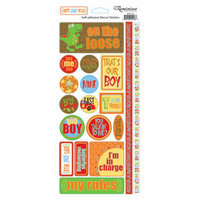Reminisce - Boys Gone Wild Collection - Die Cut Cardstock Stickers - Phrases, CLEARANCE