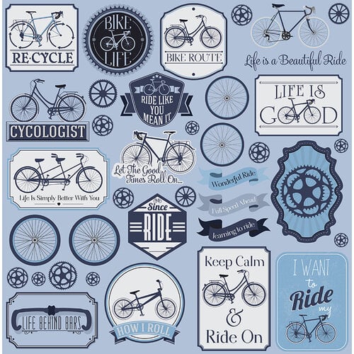 Reminisce - Bike Life Collection - 12 x 12 Cardstock Sticker Sheet