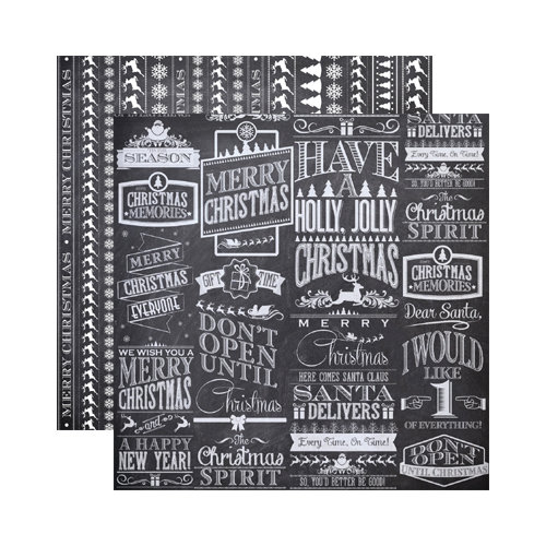 Reminisce - Chalkboard Christmas Collection - 12 x 12 Double Sided Paper - Chalkboard Reindeer Xing