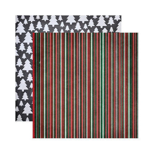 Reminisce - Chalkboard Christmas Collection - 12 x 12 Double Sided Paper - Chalkboard Stripe