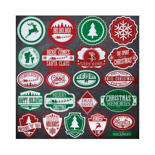 Reminisce - Chalkboard Christmas Collection - 12 x 12 Cardstock Stickers - Label