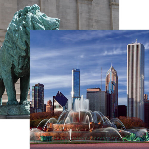 Reminisce - Chicago Collection - 12 x 12 Double Sided Paper - Buckingham Fountain