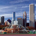 Reminisce - Chicago Collection - 12 x 12 Double Sided Paper - Buckingham Fountain