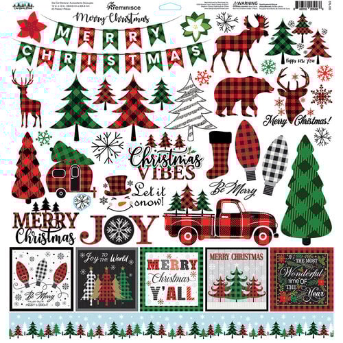 Reminisce - Christmas Plaid Collection - 12 x 12 Cardstock Stickers