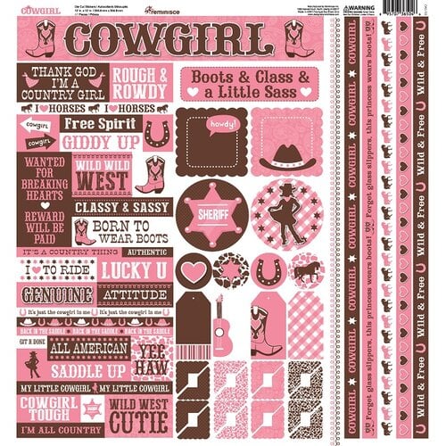 Reminisce - Cowgirl Collection - 12 x 12 Cardstock Stickers - Elements