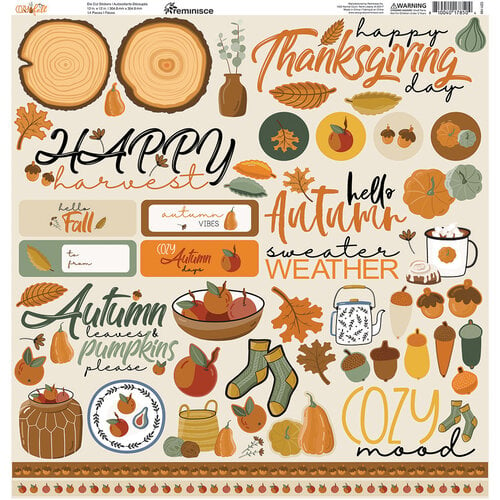 Reminisce - Cozy Fall Collection - 12 x 12 Cardstock Stickers - Elements