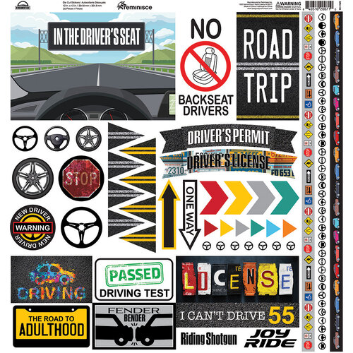 Reminisce - In The Driver's Seat Collection - 12 x 12 Cardstock Stickers - Elements
