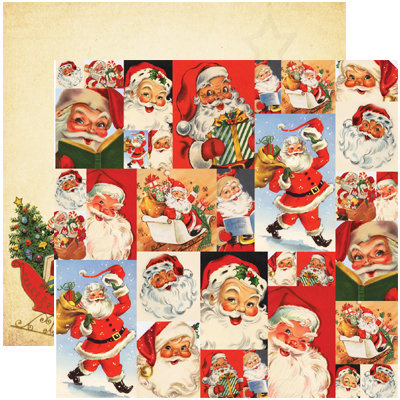Reminisce - Dear Santa Collection - Christmas - 12 x 12 Double Sided Paper - Santa Collage