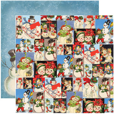 Reminisce - Dear Santa Collection - Christmas - 12 x 12 Double Sided Paper - Snowman Collage