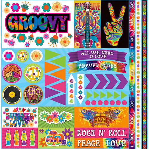 Ella and Viv Paper Company - Groovy Collection - 12 x 12 Cardstock Stickers - Elements