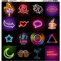 Ella and Viv Paper Company - Neon Nights Collection - 12 x 12 Cardstock Stickers - Square