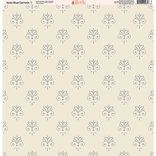 Ella and Viv Paper Company - Slate Blue Damask Collection - 12 x 12 Paper - One