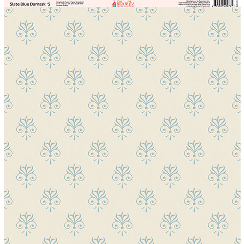 Ella and Viv Paper Company - Slate Blue Damask Collection - 12 x 12 Paper - Two
