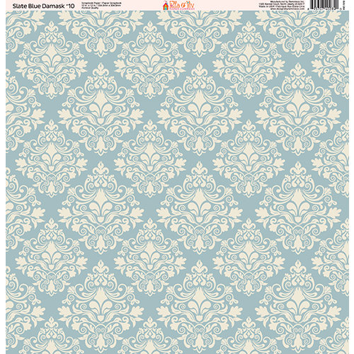 Ella and Viv Paper Company - Slate Blue Damask Collection - 12 x 12 Paper - Ten