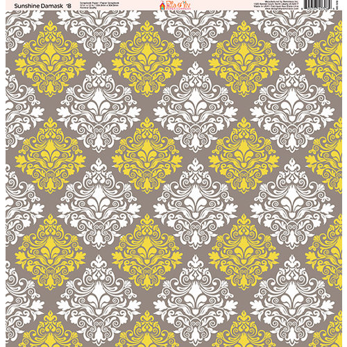 Ella and Viv Paper Company - Sunshine Damask Collection - 12 x 12 Paper - Eight