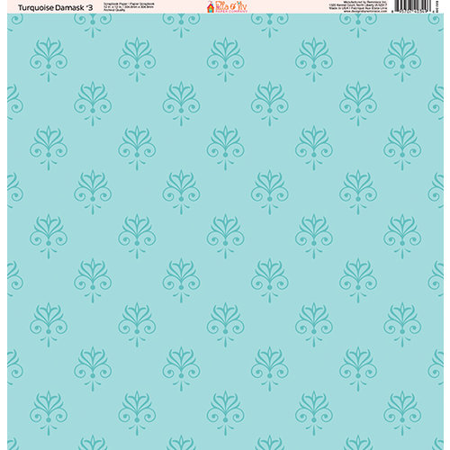 Ella and Viv Paper Company - Turquoise Damask Collection - 12 x 12 Paper - Three