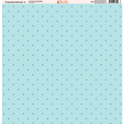 Ella and Viv Paper Company - Turquoise Damask Collection - 12 x 12 Paper - Four