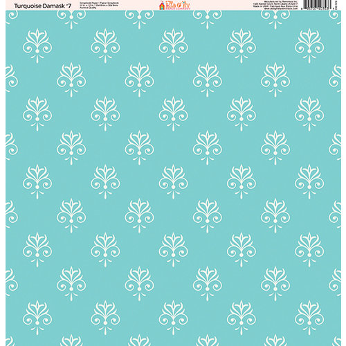Ella and Viv Paper Company - Turquoise Damask Collection - 12 x 12 Paper - Seven