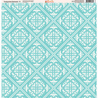 Ella and Viv Paper Company - Turquoise Damask Collection - 12 x 12 Paper - Eleven