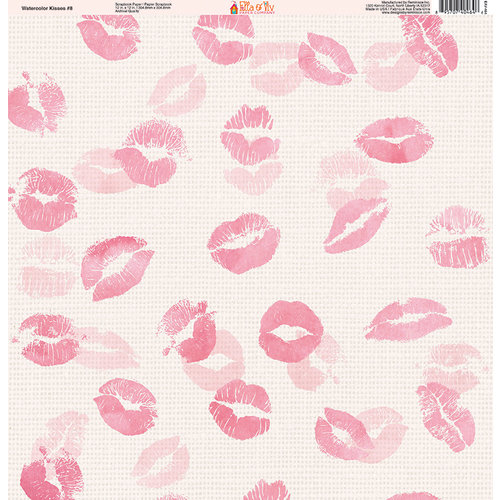 Ella and Viv Paper Company - Watercolor Kisses Collection - 12 x 12 Paper - Eight